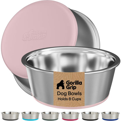 GORILLA GRIP Dog Bowls, Food Grade Stainless Steel, Set of 2, 4 Cup, Black