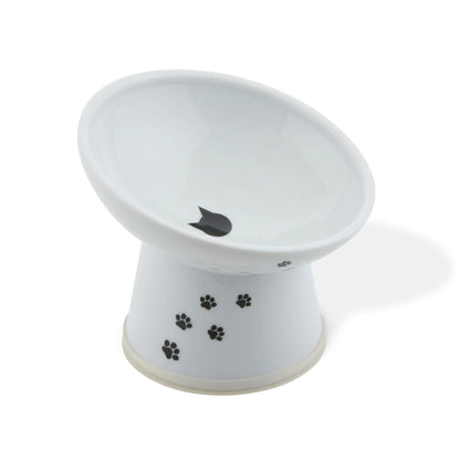 Necoichi Ceramic Elevated Cat Food Bowl, 15° Tilted (Cat, Extra Wide Tilted)