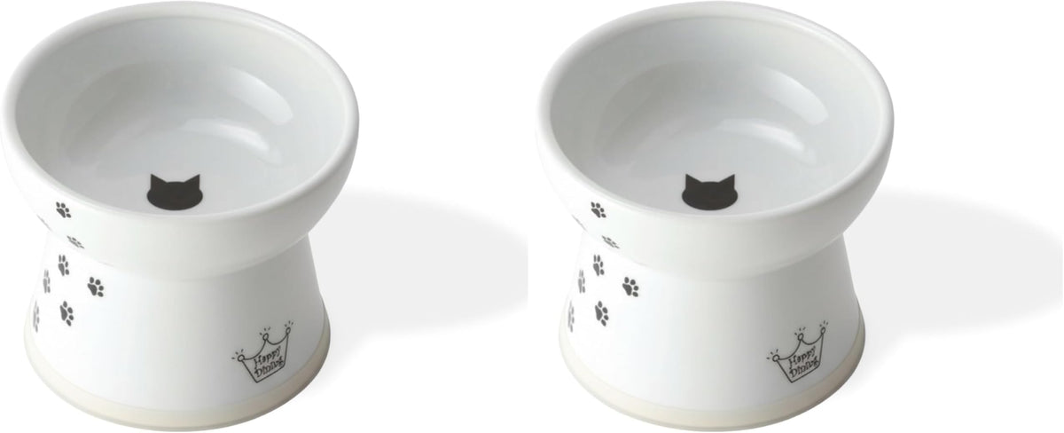 Necoichi Ceramic Elevated Cat Food Bowl, 15° Tilted (Cat, Extra Wide Tilted)