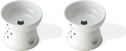 Necoichi Ceramic Elevated Cat Food Bowl, 15° Tilted (Cat, Extra Wide Tilted)