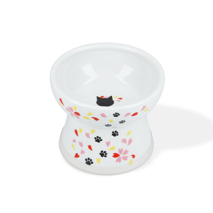Necoichi Ceramic Elevated Cat Food Bowl, 15° Tilted (Cat, Extra Wide Tilted)