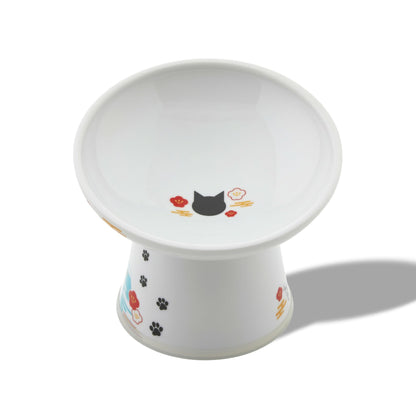 Necoichi Ceramic Elevated Cat Food Bowl, 15° Tilted (Cat, Extra Wide Tilted)