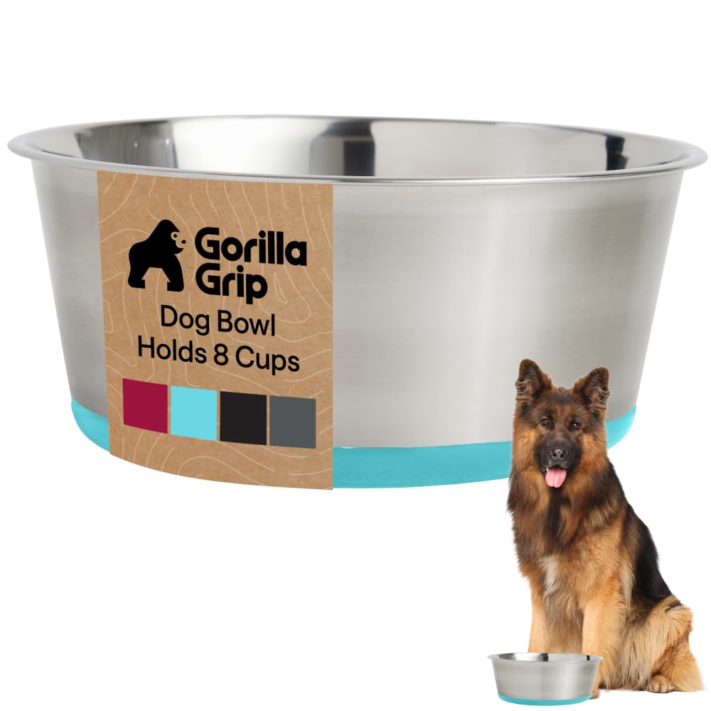GORILLA GRIP Dog Bowls, Food Grade Stainless Steel, Set of 2, 2 Cup, Black