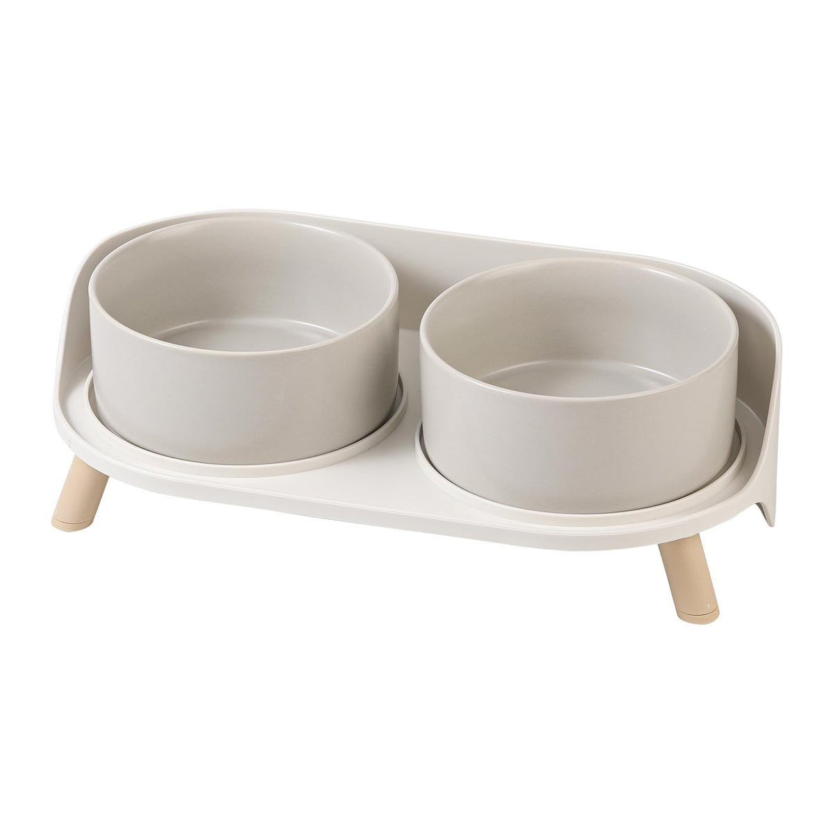 Elevated Ceramic Dog Bowl Set - Double Dog Feeding Bowls with Stand Splash Proof - Raised Dishes for Food and Water - Ideal for Small to Medium Dogs - 2 x 720 ml - 11.3 oz - White