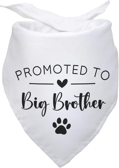 Promoted to Big Brother White Pet Dog Bandanas Triangle Scarf Bandanas Bibs Birthday Party Props Gender Revealing Photo Props Accessories for Pet Dog Lovers Gifts