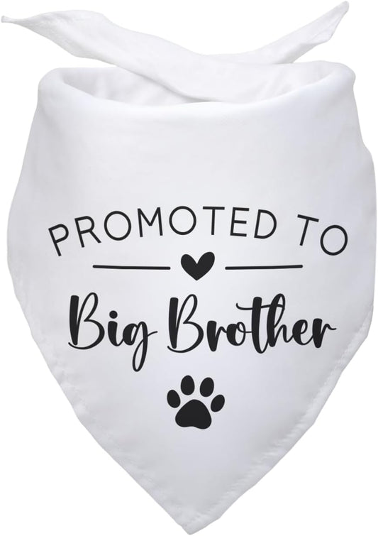 Promoted to Big Brother White Pet Dog Bandanas Triangle Scarf Bandanas Bibs Birthday Party Props Gender Revealing Photo Props Accessories for Pet Dog Lovers Gifts