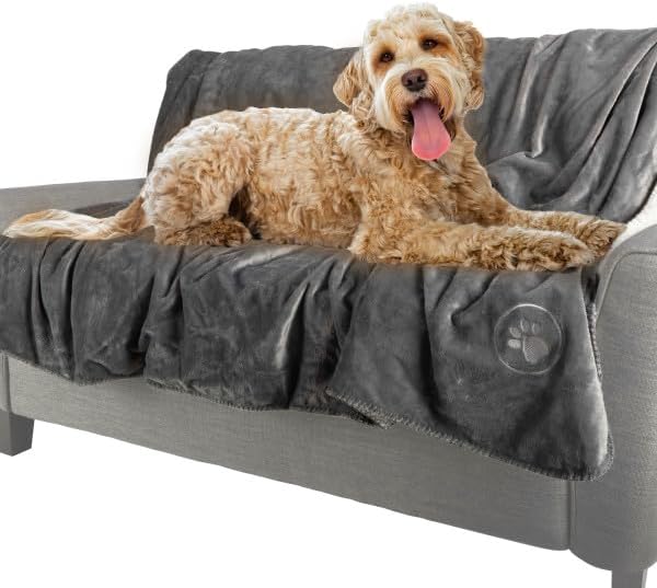 PETMAKER Waterproof Reversible Dog Blanket, Gray, 60” x 70”