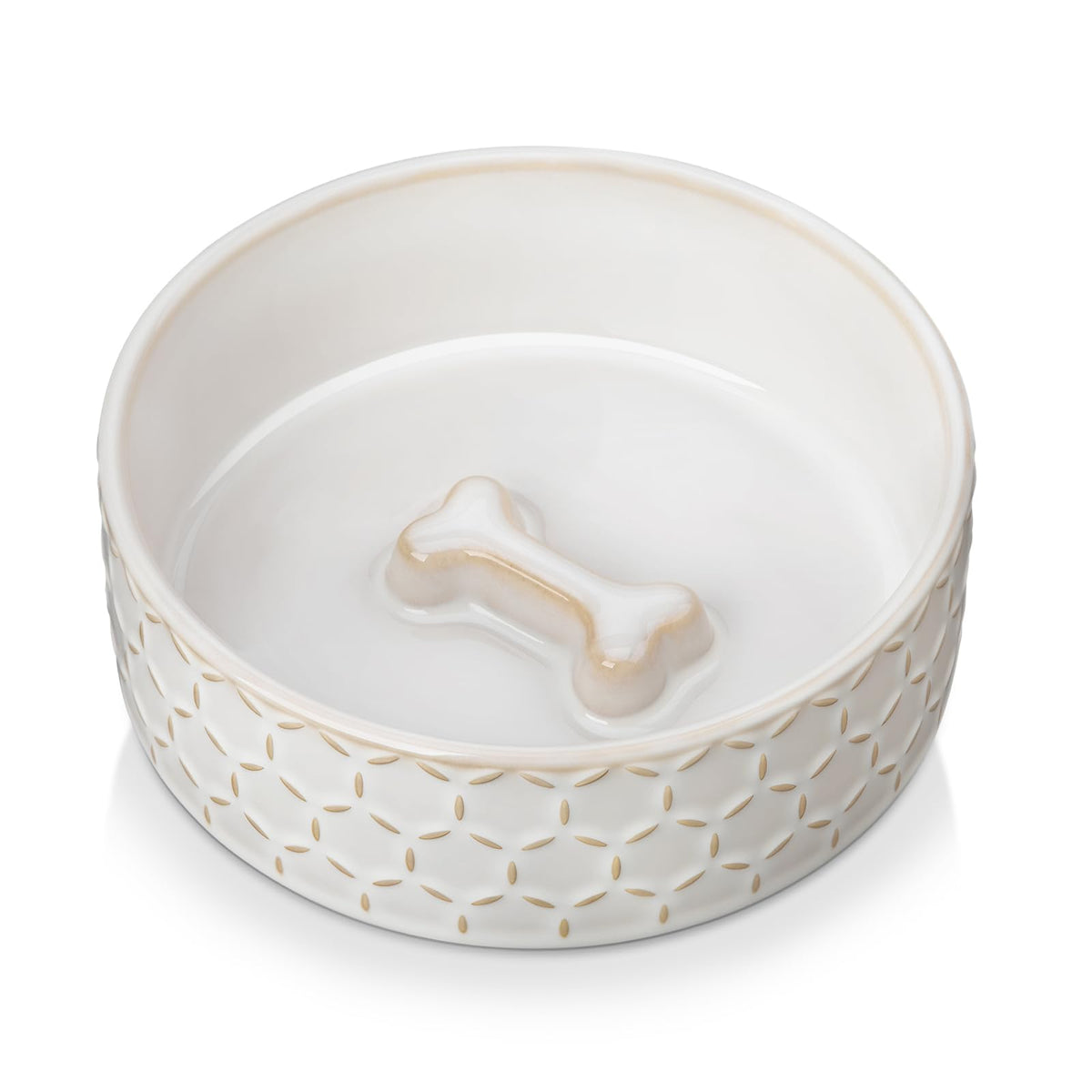 MALACASA Cat and Dog Bowl Set, Ceramic Bowls with Walnut Wood Stand, 2 Cups