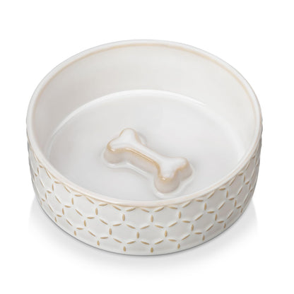 MALACASA Cat and Dog Bowl Set, Ceramic Bowls with Walnut Wood Stand, 2 Cups