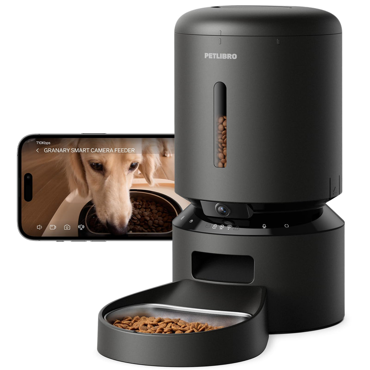 PETLIBRO Automatic Cat Feeder with Camera, 1080P HD & Night Vision, 5GHz/2.4GHz WiFi & Cam Smart Pet Feeder with App Control, 2-Way Audio, Motion Alerts for Cats & Dogs, Stainless Steel Single Tray