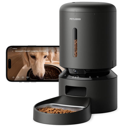 PETLIBRO Automatic Cat Feeder with Camera, 1080P HD & Night Vision, 5GHz/2.4GHz WiFi & Cam Smart Pet Feeder with App Control, 2-Way Audio, Motion Alerts for Cats & Dogs, Stainless Steel Single Tray