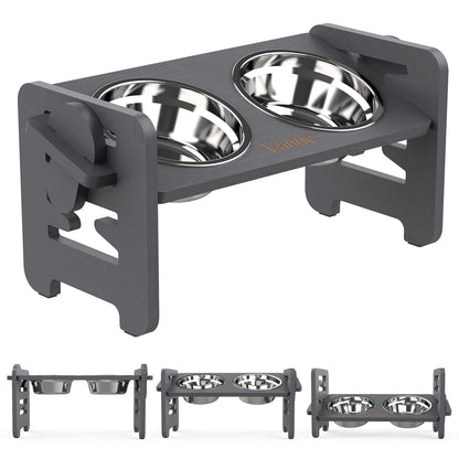 Vantic Elevated Dog Bowls, Raised Dog Bowl Stand Adjustable Small, Natural