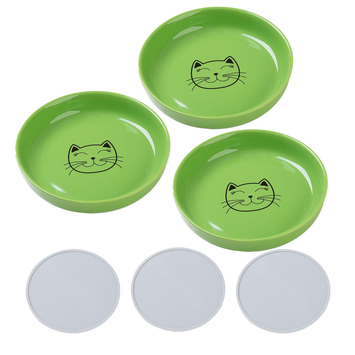 Lusifaco Shallow Wide Elevated Cat Bowls Whisker Fatigue (White, Set of 2)
