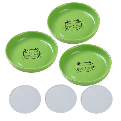 Lusifaco Shallow Wide Elevated Cat Bowls Whisker Fatigue (White, Set of 2)