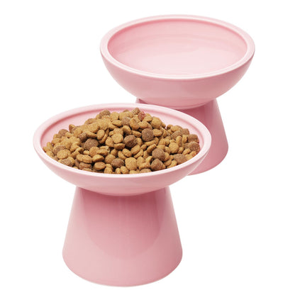 CEEFU 2-Pack Elevated Ceramic Cat Bowls Extra Wide for Food & Water