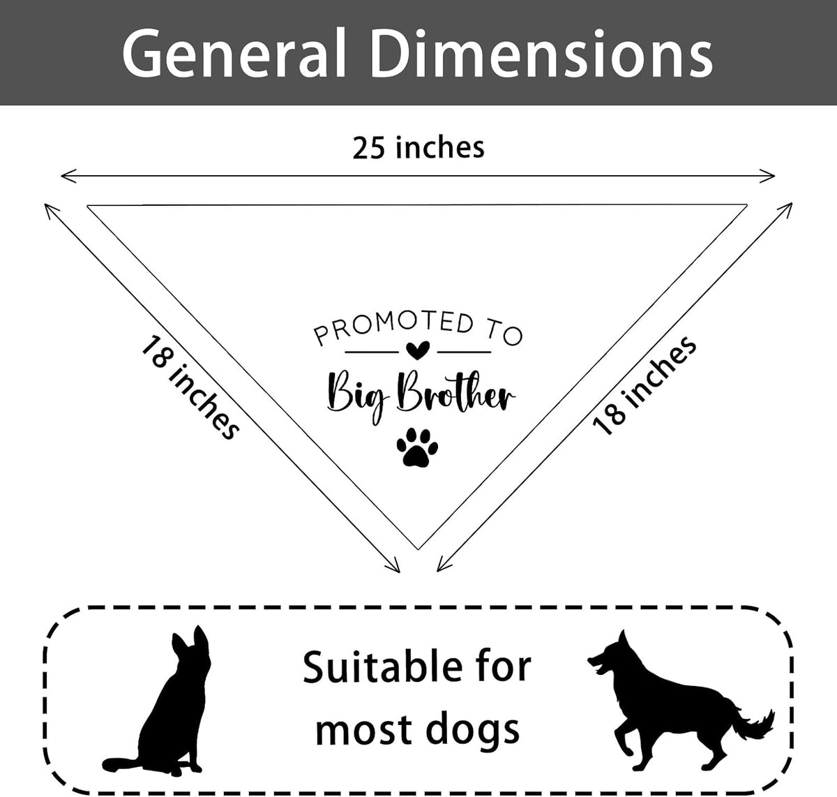 Promoted to Big Brother White Pet Dog Bandanas Triangle Scarf Bandanas Bibs Birthday Party Props Gender Revealing Photo Props Accessories for Pet Dog Lovers Gifts