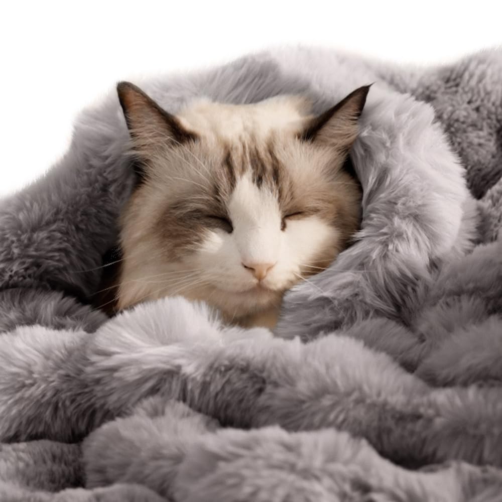 SOMAHE Soft Faux Fur Cat Blanket, Washable, Small 22x18 Fruit Green