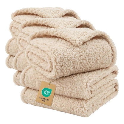 1 Pack 3 Calming Blankets Fluffy Premium Fleece Pet Blanket Soft Sherpa Throw for Dog Puppy Cat Beige Large (41" x31'')