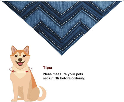 Gradient Blue Denim Dog Bandanas for Feeding Grooming, Triangle Pet Bibs for Cats & Dogs Washable Fashion Pets Scarf for Party Travel 27.6 X 11.8 Inch