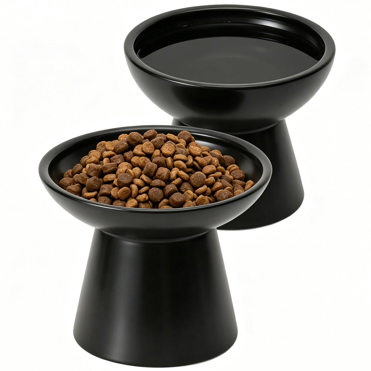 CEEFU 2-Pack Elevated Ceramic Cat Bowls Extra Wide for Food & Water