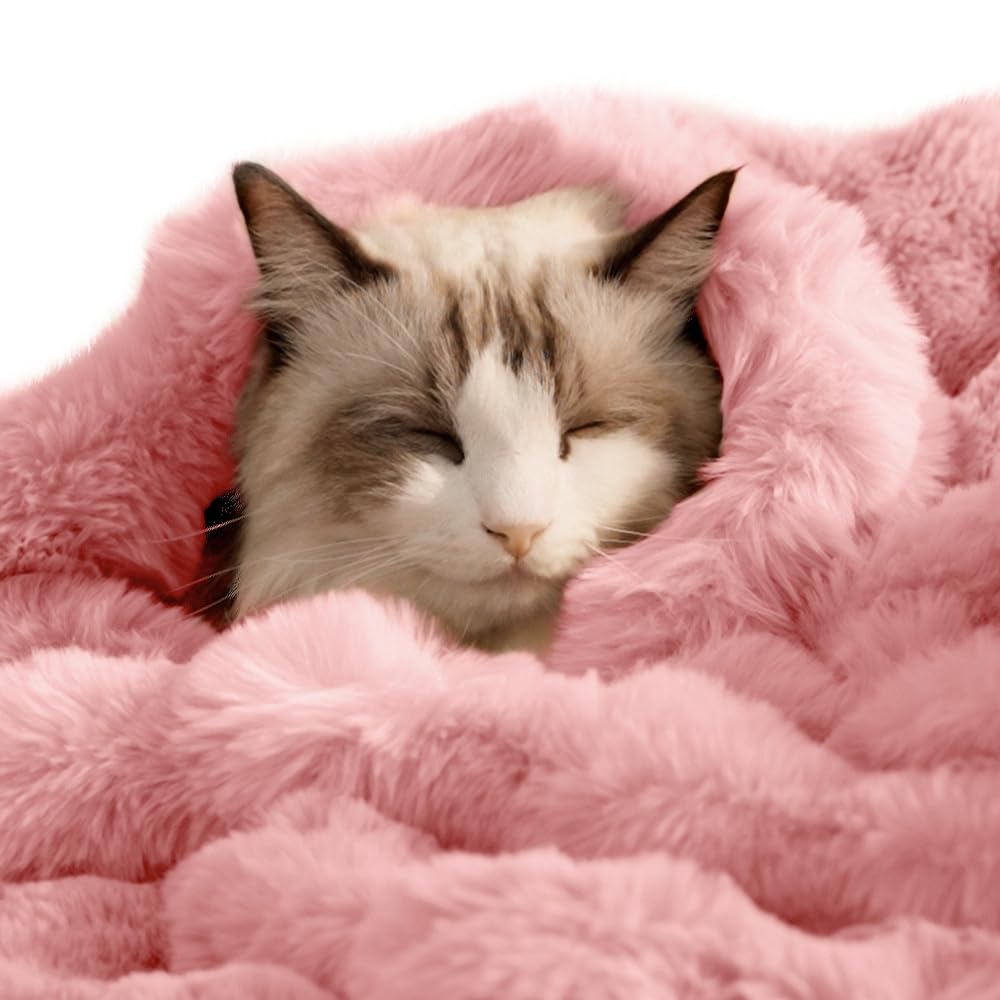 SOMAHE Soft Faux Fur Cat Blanket, Washable, Small 22x18 Fruit Green