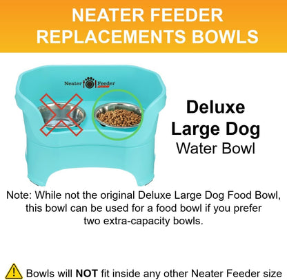 Neater Pet Brands 9 Cup (72 oz.) Stainless Steel Dog Bowls, 1 Single Neater Feeder Replacement Bowl (Large Deluxe Model), Dog Food Bowl or Water Bowls, Dishwasher Safe Metal Dish for Large Dogs