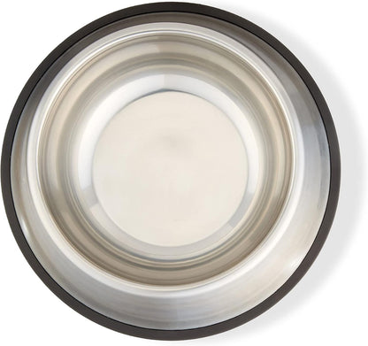 Amazon Basics Stainless Steel Non-Skid Dog Water And Food Bowls, Dishwasher Safe, Rust Resistant, 38oz Capacity, 10 x 2.8 Inches, 2-Pack