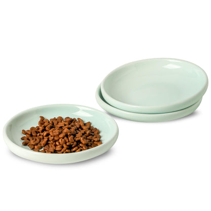 3 PCS Ceramic Cat Bowls, 5.5 in Pet Bowl Cat Dishes for Food and Water, Small Dog Dish(White)