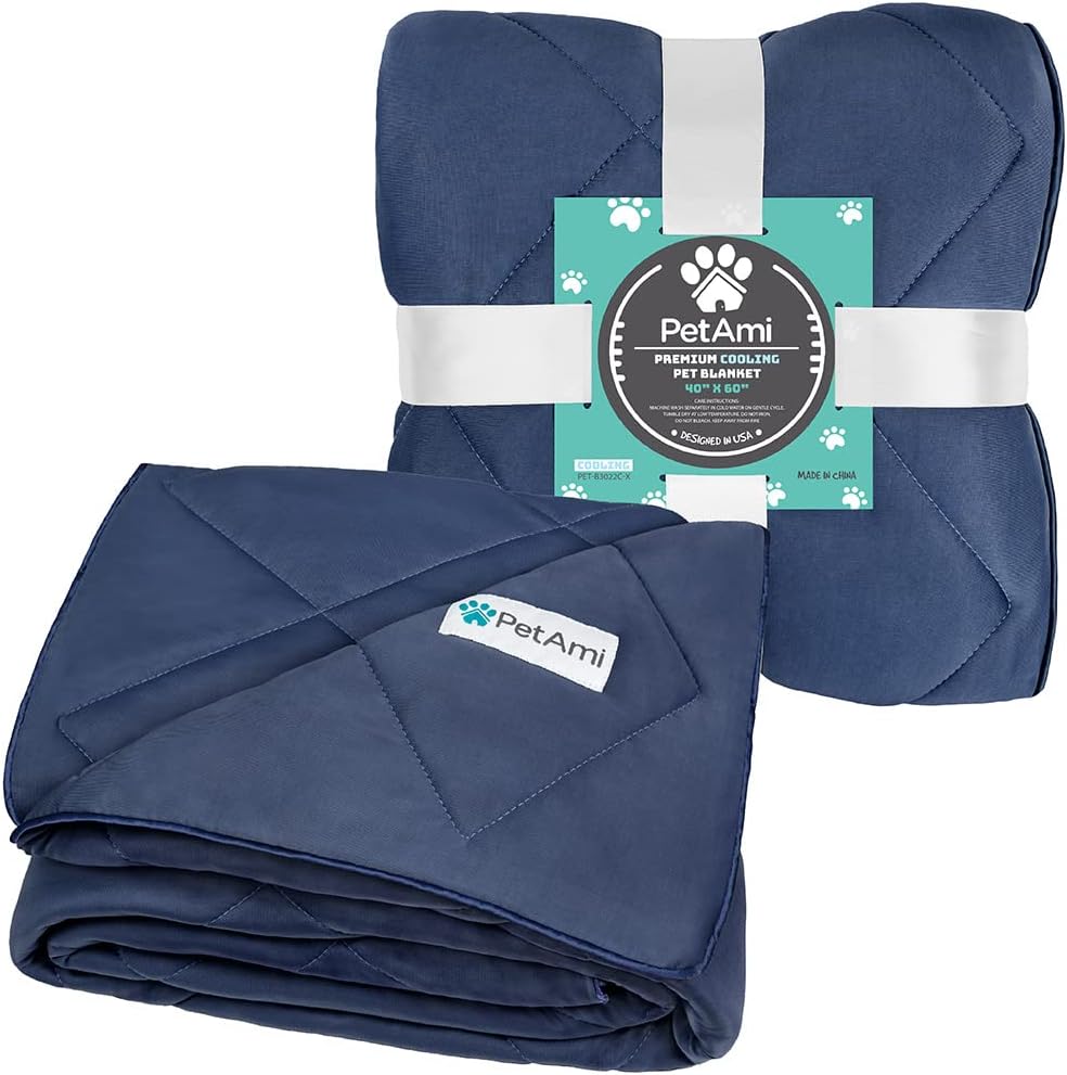 PetAmi Cooling Dog Blanket Lightweight Soft for Large Pet Cat, 40x60 Navy