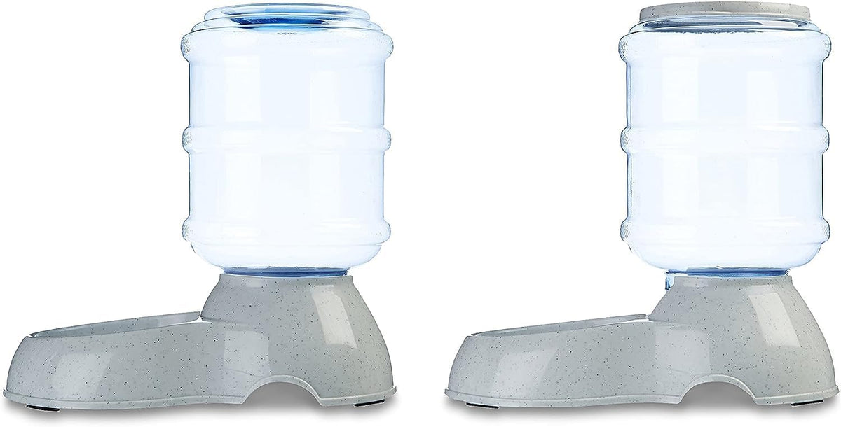 Amazon Basics Automatic Pet Water Dispenser and Gravity Food Feeder Set for Cat and Dog, Easy to Clean, 152fl.oz food feeder, 135.3fl.oz water dispenser, Small, Pack of 2