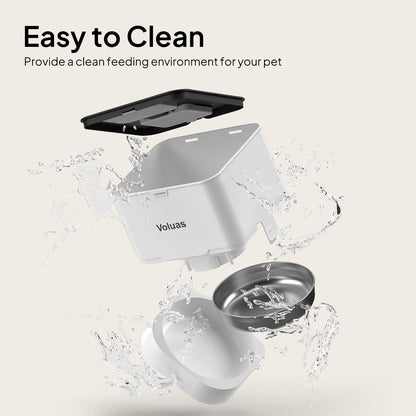 VOLUAS Automatic Cat Feeder, 4L Timed Dry Food Dispenser for Cats & Dogs