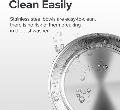 URBUDDIES 2 Pack Hammered Stainless Steel Cat Bowls,2 Cup, Gray Bottom