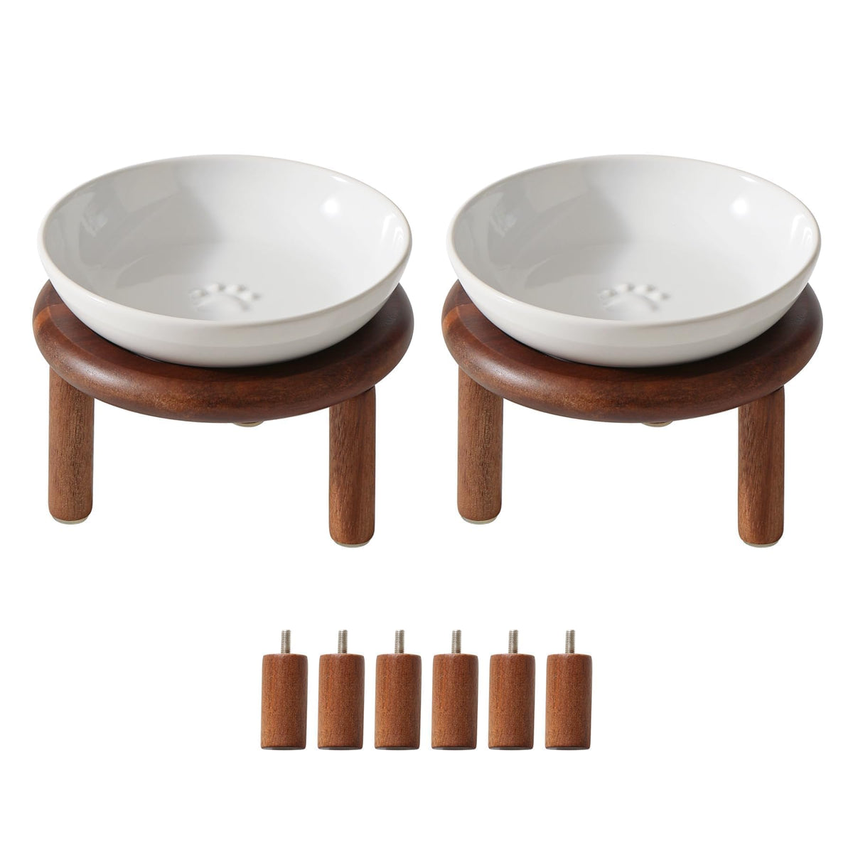 Havniva Elevated Cat Bowls, Ceramic Cat Bowl with Bamboo Stand Wide Opening