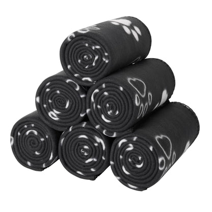 CAI TENG Fleece Throw Blankets Lightweight Warm for Soft Cozy Pet-Friendly Bulk Fleece Blanket Solid for Home, Bed, Sofa, Dorm, Office, Gifts, Outdoor (Black, Pack of 6-50 x 60 inch)