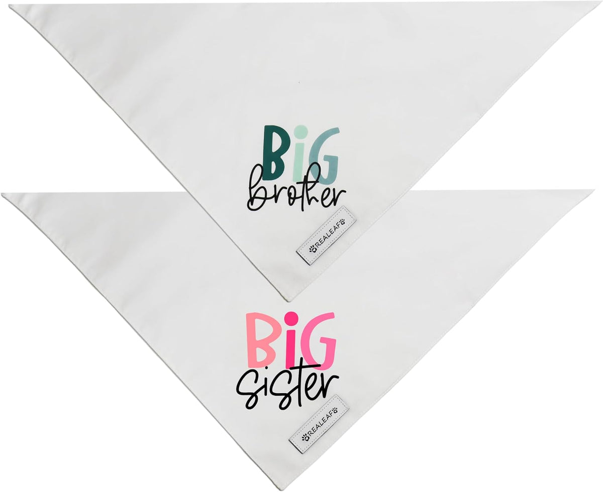 Realeaf Big Brother Big Sister Dog Bandanas Pet Scarf for Medium and Large Dogs New Baby Announcement Pet Accessories Pregnancy Reveal Ideas (X-Large)