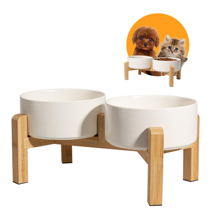 Elevated Ceramic Dog Bowl, 3.6 Cups Dog Food and Water Bowl Set with Stand