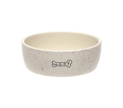 Pearhead Ceramic Dog Bowl - Woof Speckled Pet Food & Water Dish, 20 oz