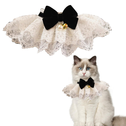 Pet Lace Bib Collar with Bow, Decorative Scarf for Dogs and Cats, Small Size, Comfortable Wear