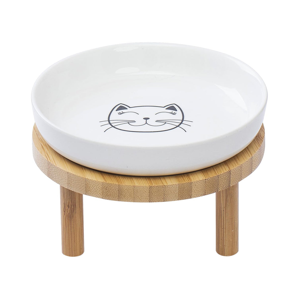 Lusifaco Shallow Wide Elevated Cat Bowls Whisker Fatigue (White, Set of 2)