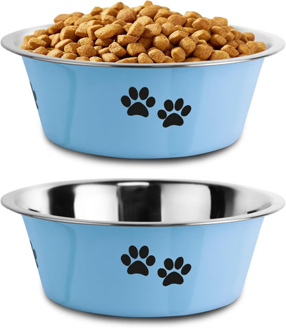 Stainless Steel Dog Bowls, Nonslip Rubber Bottom No Spill Proof Skid Metal Insulated Dog Bowls for Large Medium Small Breed Dogs (Pink, 3.6 Cups/29 OZ)