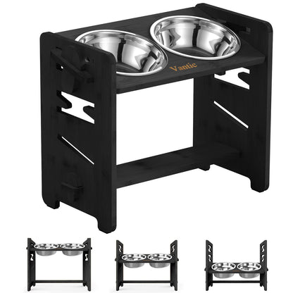 Vantic Elevated Dog Bowls, Raised Dog Bowl Stand Adjustable Small, Natural