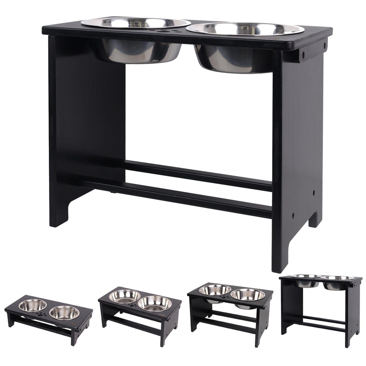 HTB Elevated Dog Bowls,Raised Dog Bowl Stand with 2 Stainless Steel Bowls,Elevated Raised Dog Bowls for Large Medium Small Sized Dogs