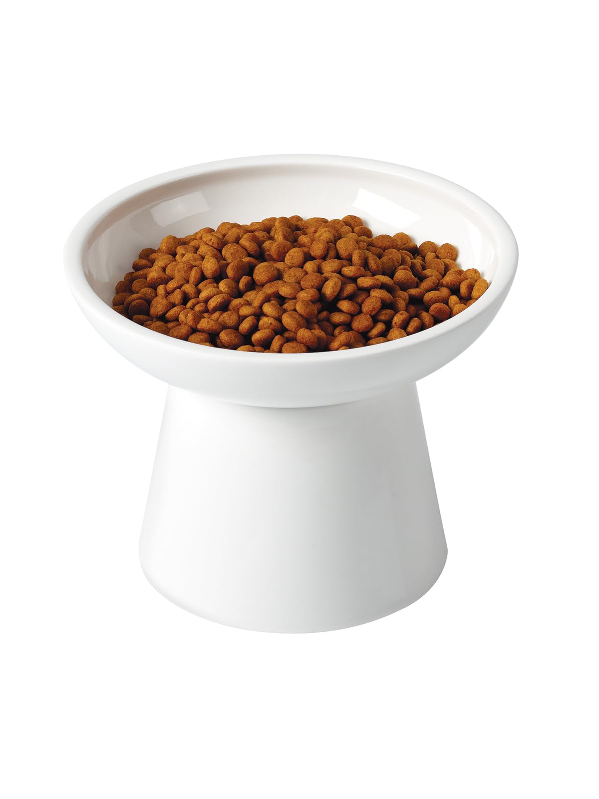 LoeJan Elevated Cat Food and Water Bowls Set, Extra Wide and Raised Ceramic Bowls, Anti-Vomit Whisker-Free Pressure Cat Feeder for Kittens to Adult Cats and Small Dogs (White, Water Bowl)
