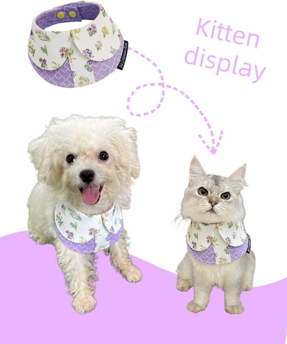 Adjustable, Reusable Cat and Dog Bib for Eating or Playtime — Universal Pet Accessory (Purple, M)