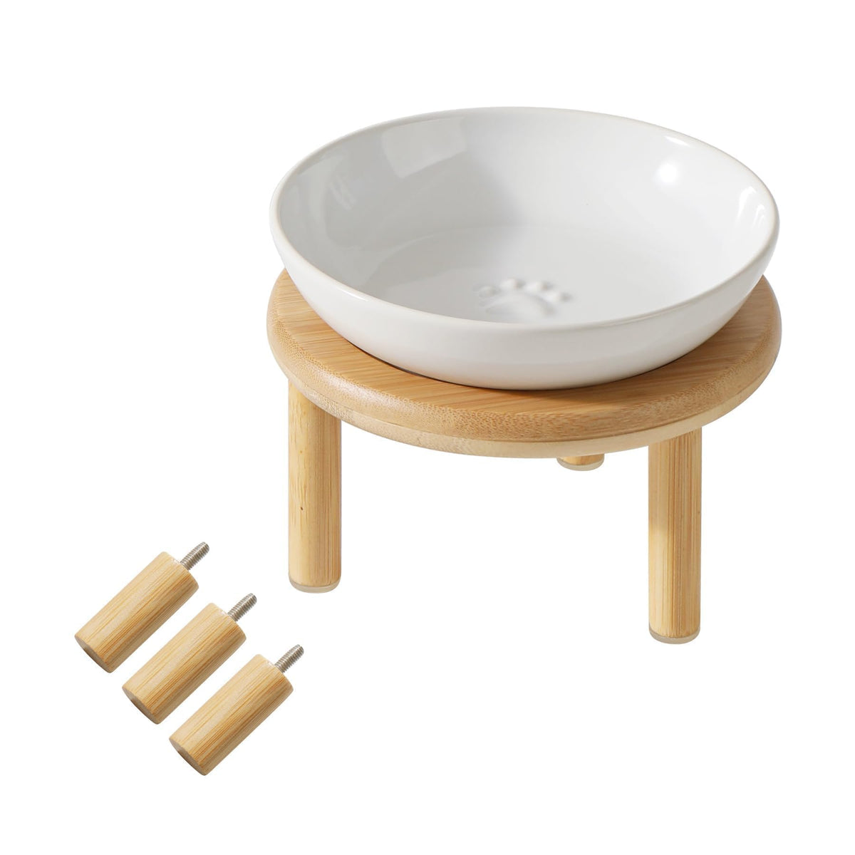 Havniva Elevated Cat Bowls, Ceramic Cat Bowl with Bamboo Stand Wide Opening