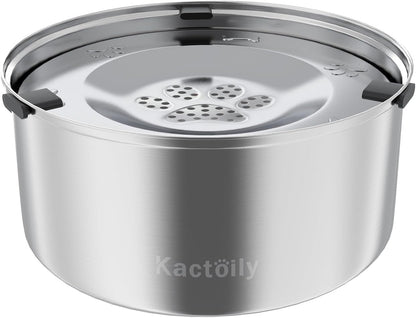 Kactoily 3L/101oz Dog Water Bowl Stainless Steel Slow Water Bowl for Dog