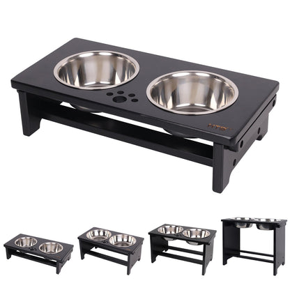 HTB Elevated Dog Bowls,Raised Dog Bowl Stand with 2 Stainless Steel Bowls,Elevated Raised Dog Bowls for Large Medium Small Sized Dogs