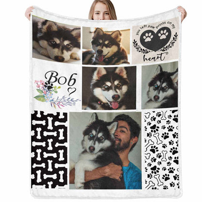 Custom Blanket with Pet Picture & Name, Personalized Photo Funny Cat Dog Face Throw Blanket, Printed Soft Warm Plush Fleece Customized Blanket for Couch Bed Sofa, Gifts for Dog Dad Mom Pet Lovers
