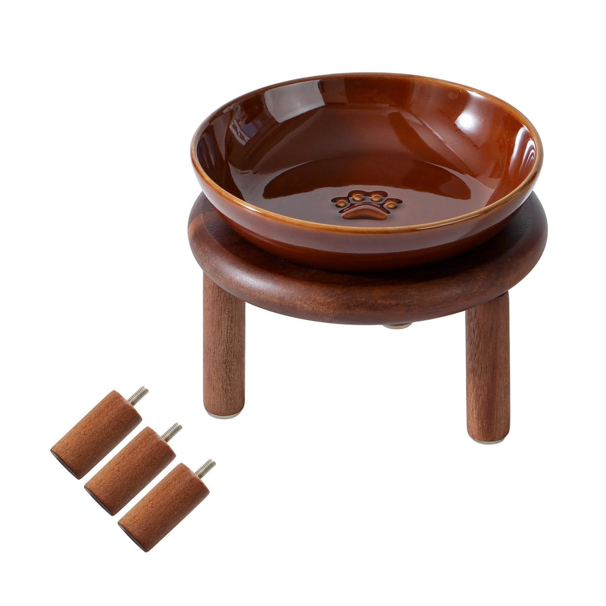 Havniva Elevated Cat Bowls, Ceramic Cat Bowl with Bamboo Stand Wide Opening