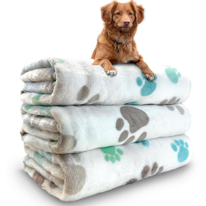Dog Blankets for Medium Large Dogs, Cute Paw Pattern Washable 41" x 31"